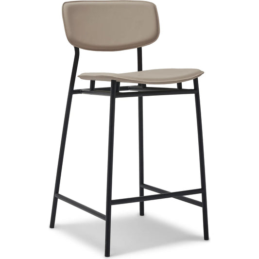 Albert Counter Stool by Interlude Home in matte black. Made from metal, vegan leather in a unique style.