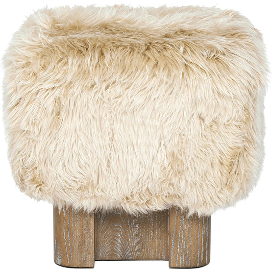 Noah Stool by Interlude Home in autumn brown, morel taupe. Made from ash, tibetan lambskin in a eclectic & global style.