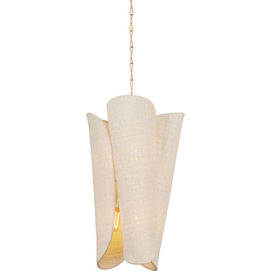 Springhill Pendant by Hudson Valley in gold leaf. Made from natural woven in a modern style.