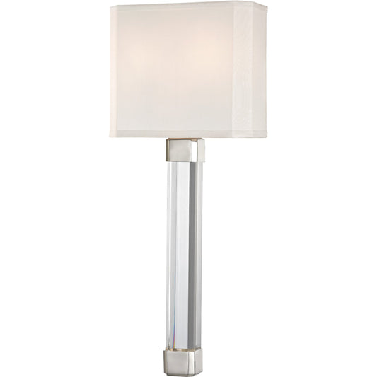 Larissa Wall Sconce by Hudson Valley in polished nickel. Made from steel in a modern style.