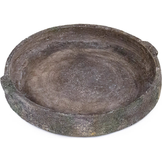 Distressed Platter by Zentique in distressed grey. Made from stoneware in a rustic style.