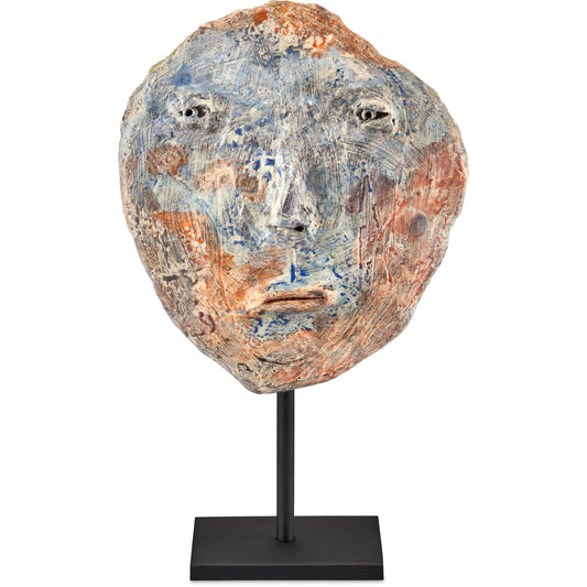 Artisan Face Disc by Currey and Company in multi-color. Made from ceramic, metal in a modern style.