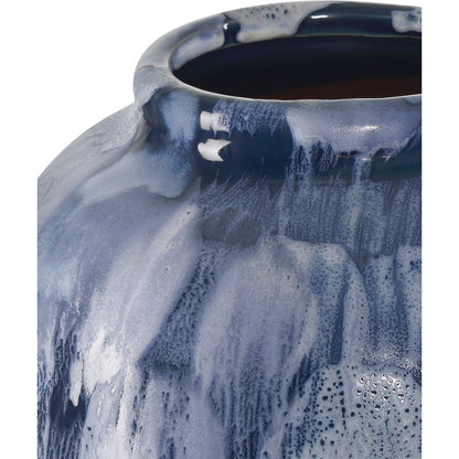 Pallas Vase Set by Currey and Company in blue, white. Made from ceramic in a modern style.