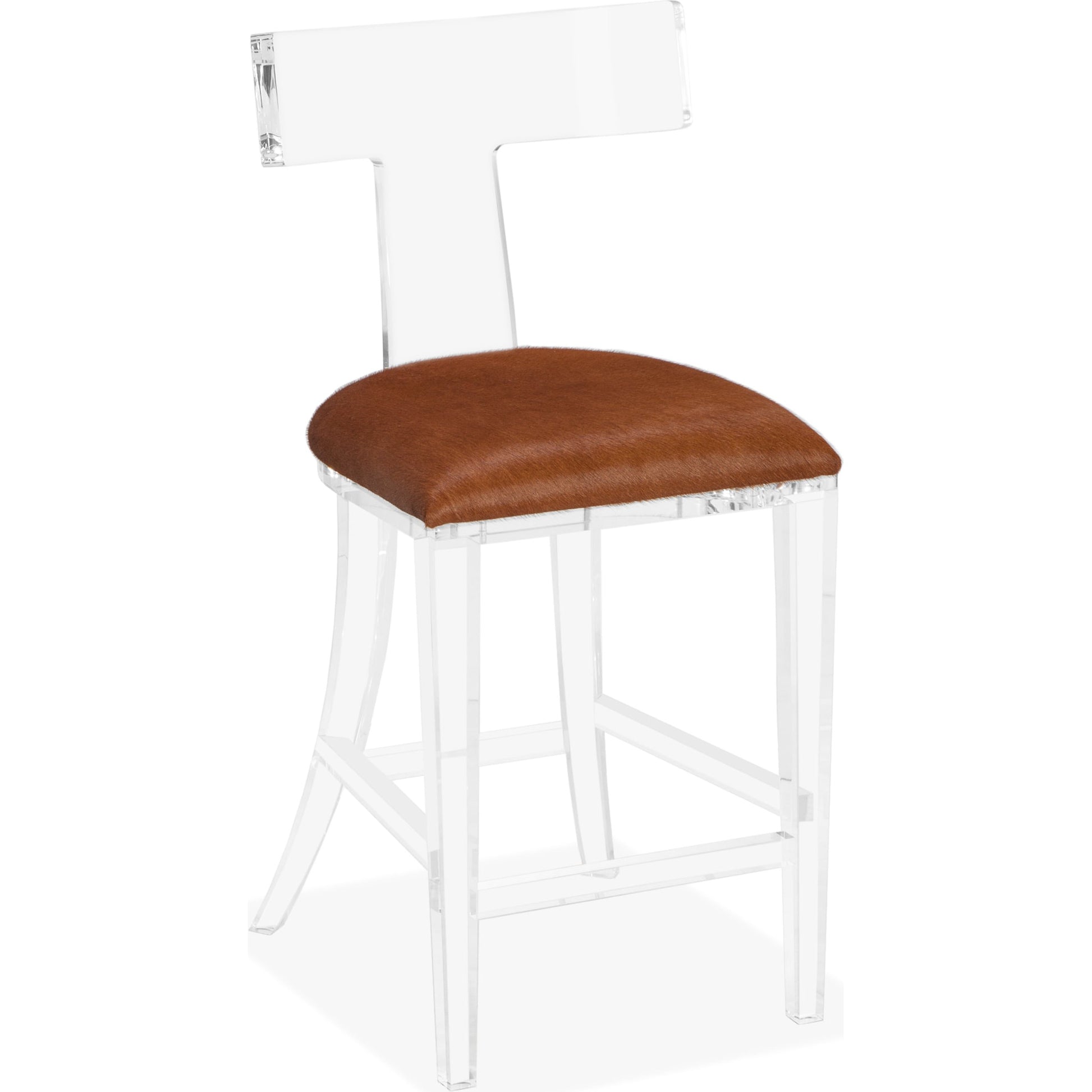 Tristan Klismos Counter Stool by Interlude Home in clear, nimbus gray. Made from acrylic, velvet in a modern style.