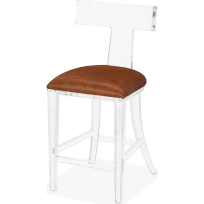 Tristan Klismos Counter Stool by Interlude Home in clear, nimbus gray. Made from acrylic, velvet in a modern style.