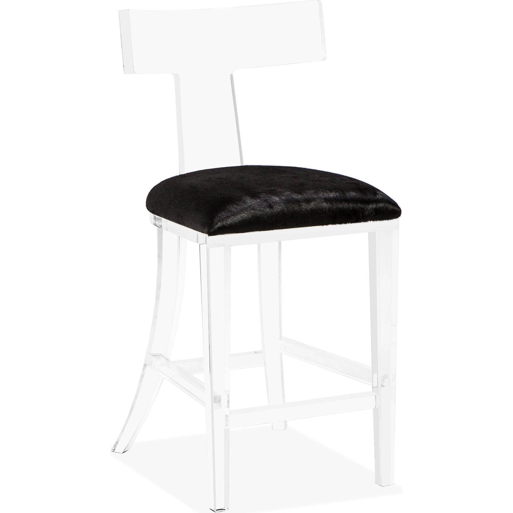Tristan Klismos Counter Stool by Interlude Home in clear, nimbus gray. Made from acrylic, velvet in a modern style.
