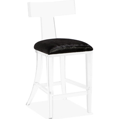 Tristan Klismos Counter Stool by Interlude Home in clear, nimbus gray. Made from acrylic, velvet in a modern style.