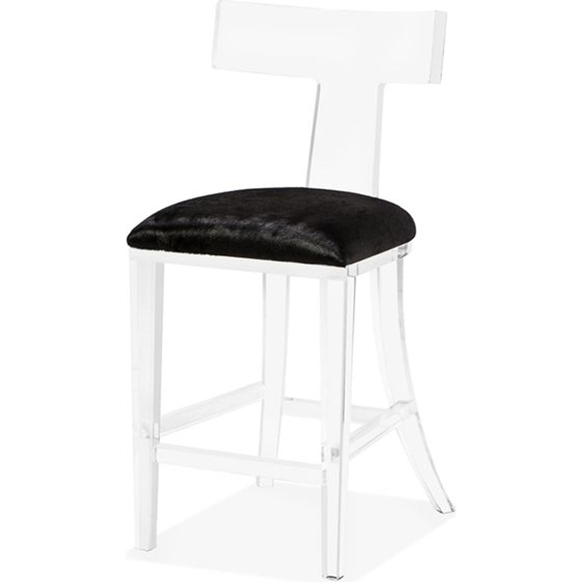 Tristan Klismos Counter Stool by Interlude Home in clear, nimbus gray. Made from acrylic, velvet in a modern style.