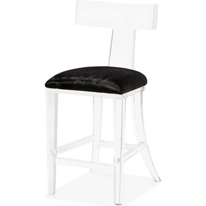 Tristan Klismos Counter Stool by Interlude Home in clear, nimbus gray. Made from acrylic, velvet in a modern style.