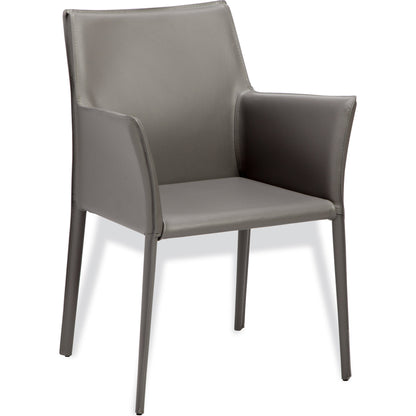 Jada Arm Chair by Interlude Home in mediterranean sand. Made from bonded leather, iron in a modern style.