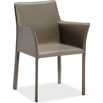 Jada Arm Chair by Interlude Home in mediterranean sand. Made from bonded leather, iron in a modern style.