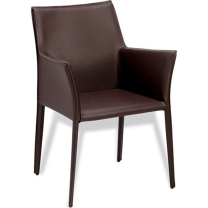 Jada Arm Chair by Interlude Home in mediterranean sand. Made from bonded leather, iron in a modern style.