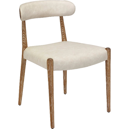 Adeline Dining Chair by Interlude Home in whitewash oak, distressed cream. Made from wood, faux leather in a modern style.