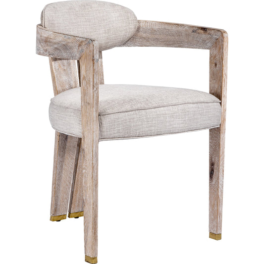 Maryl II Dining Chair by Interlude Home. Made from oak, metal, linen in a coastal style.