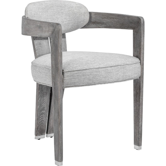 Maryl II Dining Chair by Interlude Home. Made from oak, metal, linen in a coastal style.