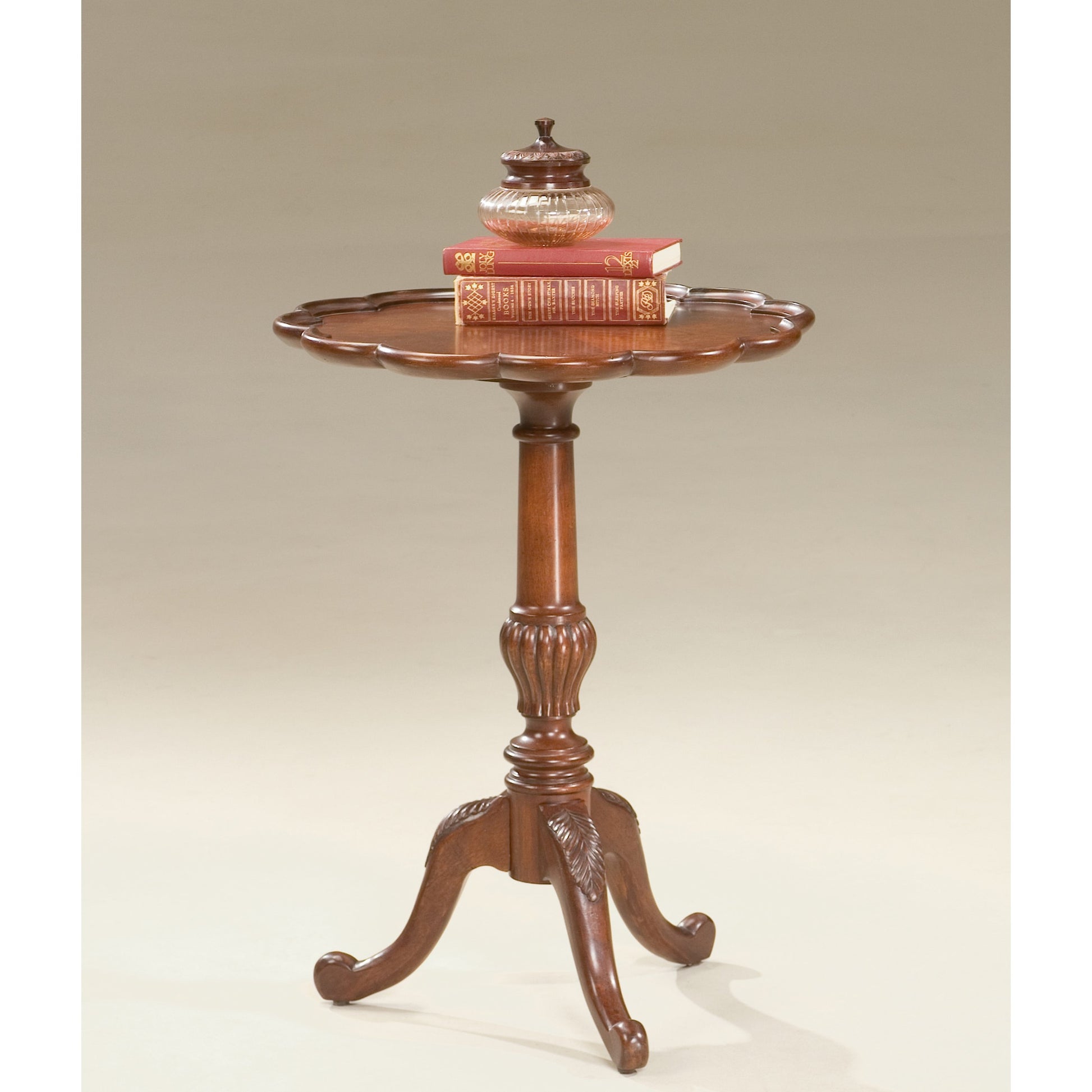Dansby Pedestal Table by Butler Specialty Company. Made from rubberwood: 50%, oak veneers: 25%, mdf: 20%, resin: 5% in a traditional style.