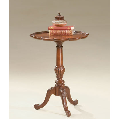 Dansby Pedestal Table by Butler Specialty Company. Made from rubberwood: 50%, oak veneers: 25%, mdf: 20%, resin: 5% in a traditional style.