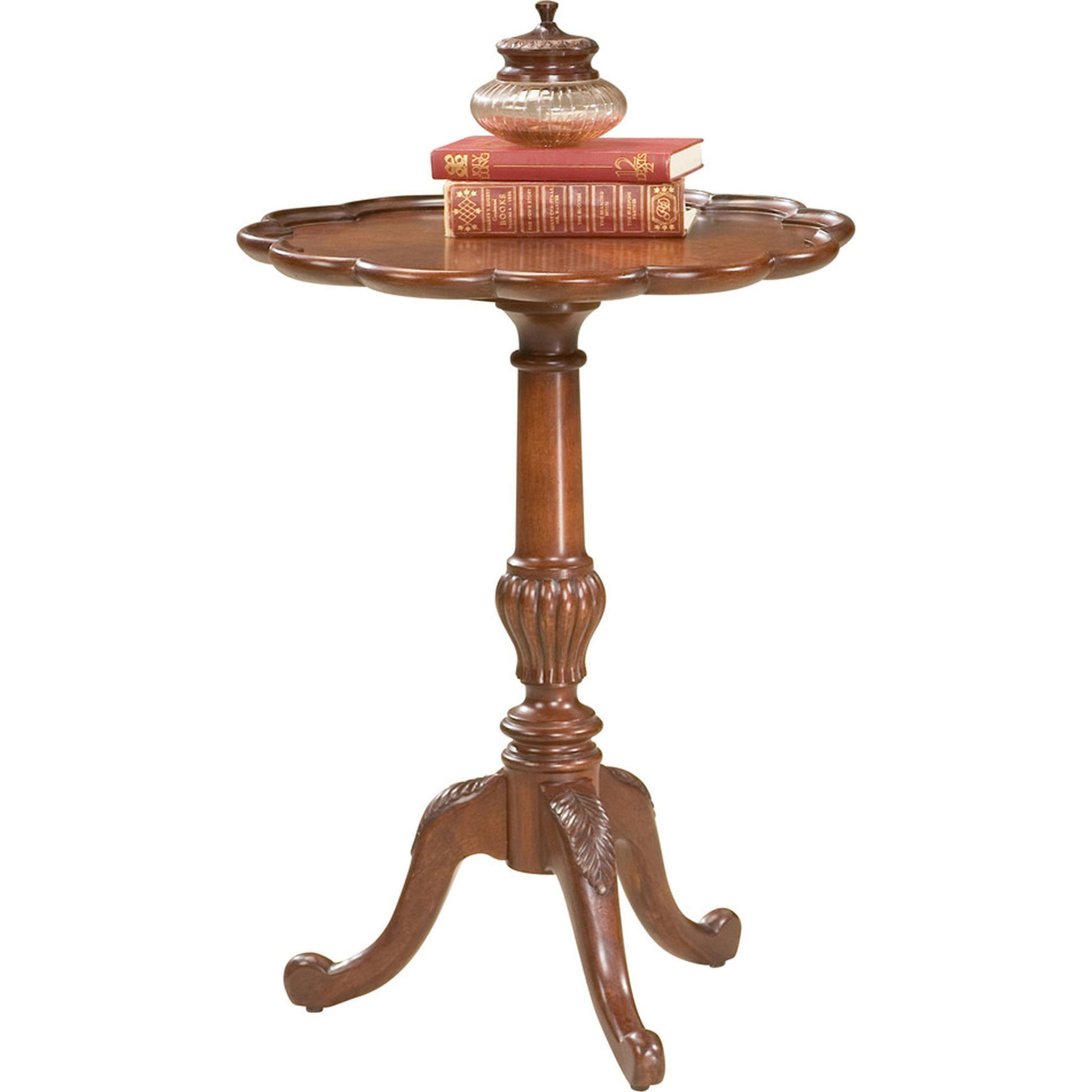 Dansby Pedestal Table by Butler Specialty Company. Made from rubberwood: 50%, oak veneers: 25%, mdf: 20%, resin: 5% in a traditional style.