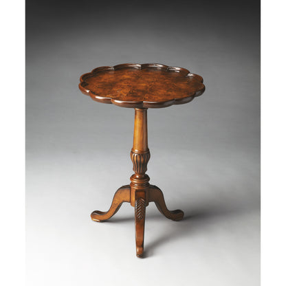 Dansby Pedestal Table by Butler Specialty Company. Made from rubberwood: 50%, oak veneers: 25%, mdf: 20%, resin: 5% in a traditional style.