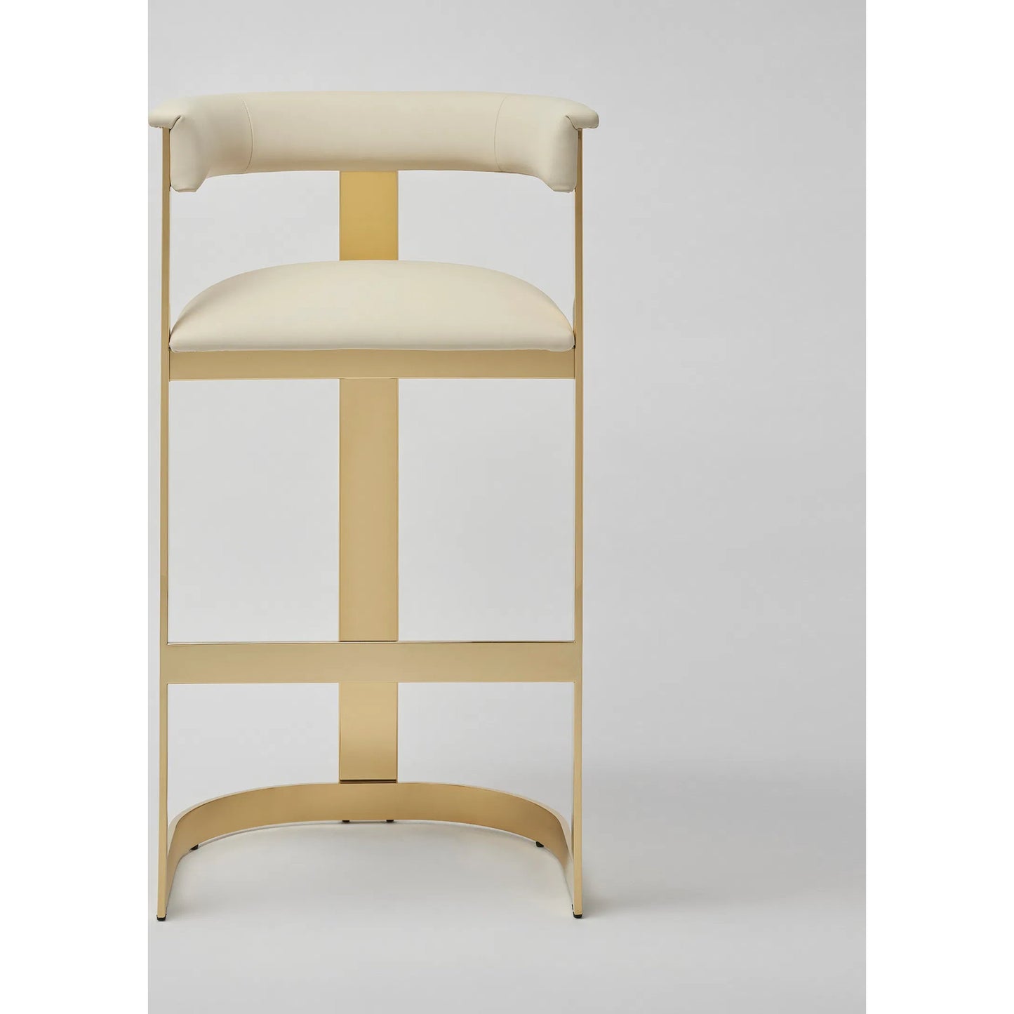009 SI-2256471 | Additional Silo | Darcy II Bar Stool by Interlude Home in buff cream and polished brass. Made from stainless steel, leather in a modern style.