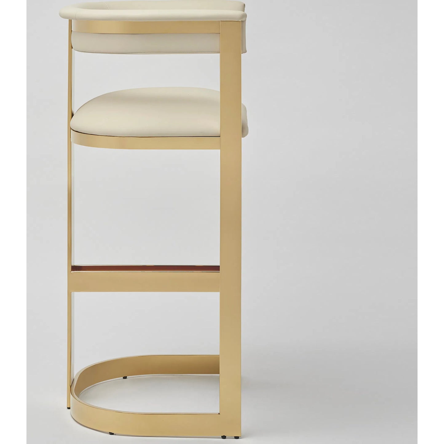 010 SI-2256471 | Additional Silo | Darcy II Bar Stool by Interlude Home in buff cream and polished brass. Made from stainless steel, leather in a modern style.