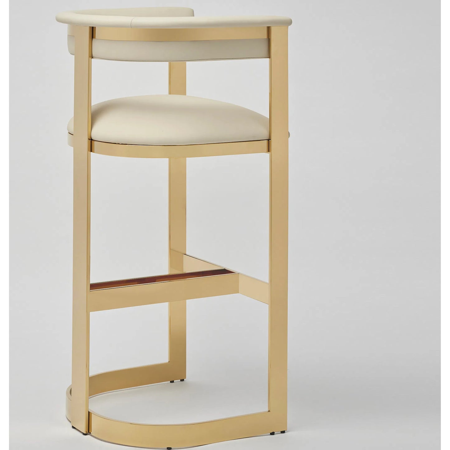 007 SI-2256471 | Additional Silo | Darcy II Bar Stool by Interlude Home in buff cream and polished brass. Made from stainless steel, leather in a modern style.