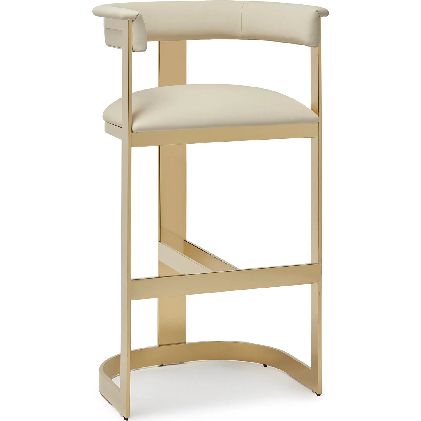 002 SI-2256471 | Primary Silo | Darcy II Bar Stool by Interlude Home in buff cream and polished brass. Made from stainless steel, leather in a modern style.