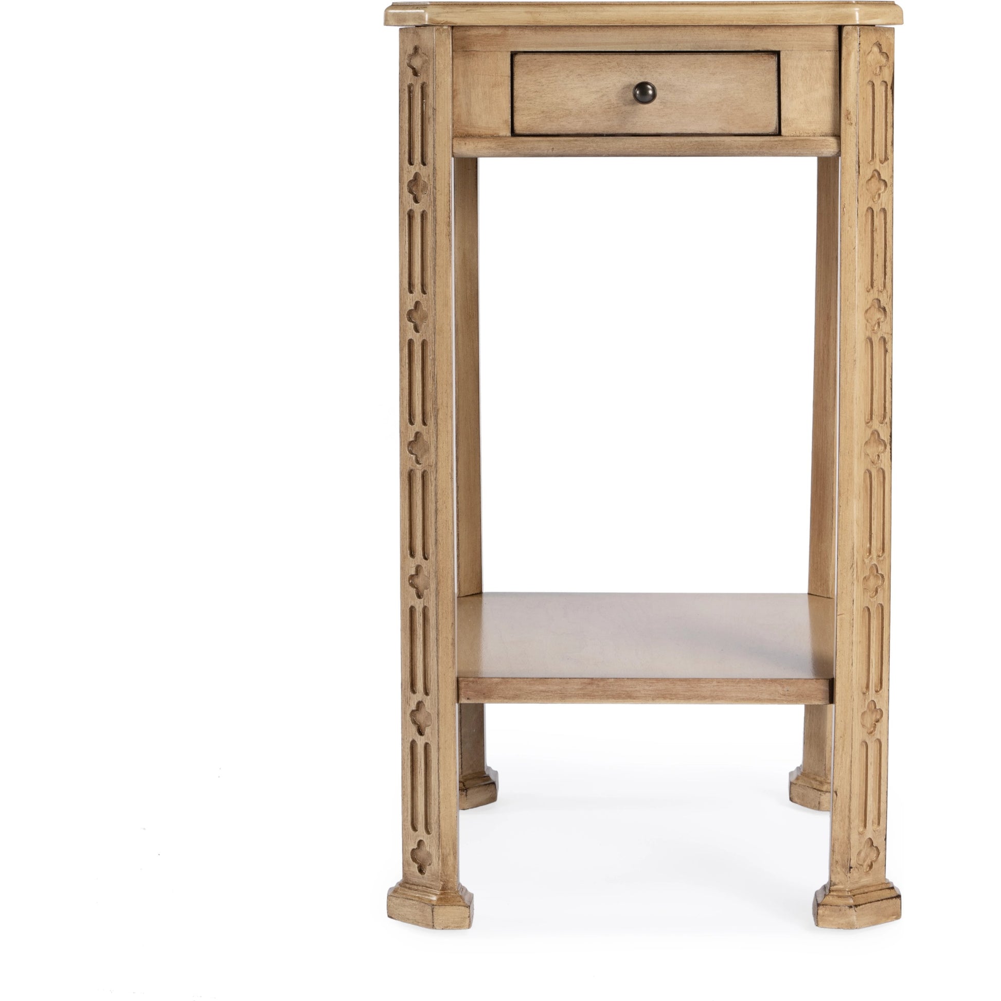 Moyer Side Table with Storage by Butler Specialty Company in beige and antique beige. Made from rubberwood solids, mdf, cherry and maple veneers in a cottage & farmhouse style.