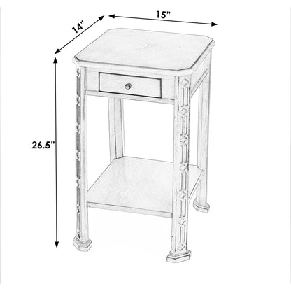 Moyer Side Table with Storage by Butler Specialty Company in beige and antique beige. Made from rubberwood solids, mdf, cherry and maple veneers in a cottage & farmhouse style.