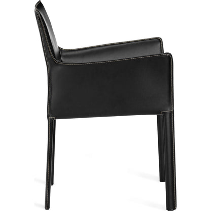 Jada Arm Chair by Interlude Home in mediterranean sand. Made from bonded leather, iron in a modern style.