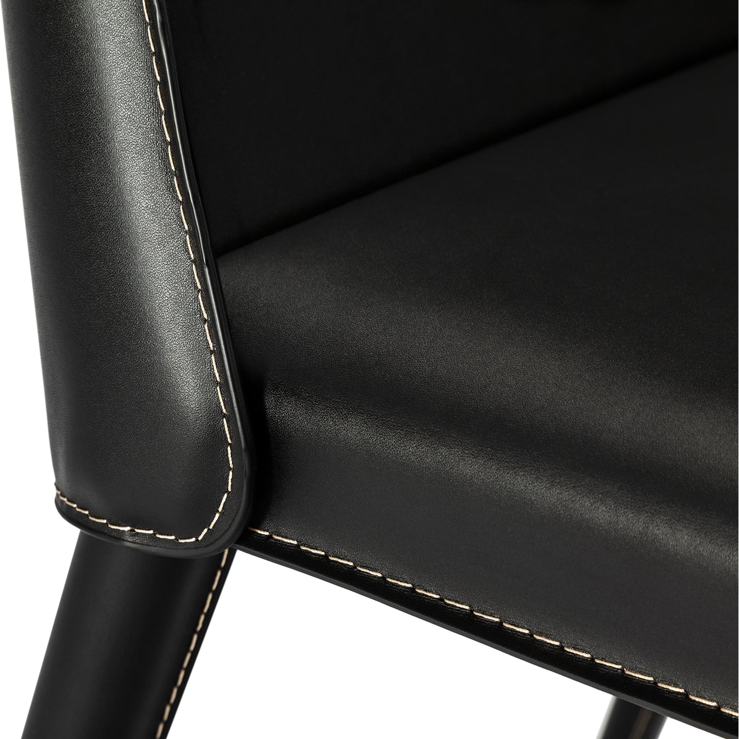 012 SR-839743 | Closeup | Malin Dining Chair (Set of 2) by Interlude Home. Made from leather, iron in a modern style.