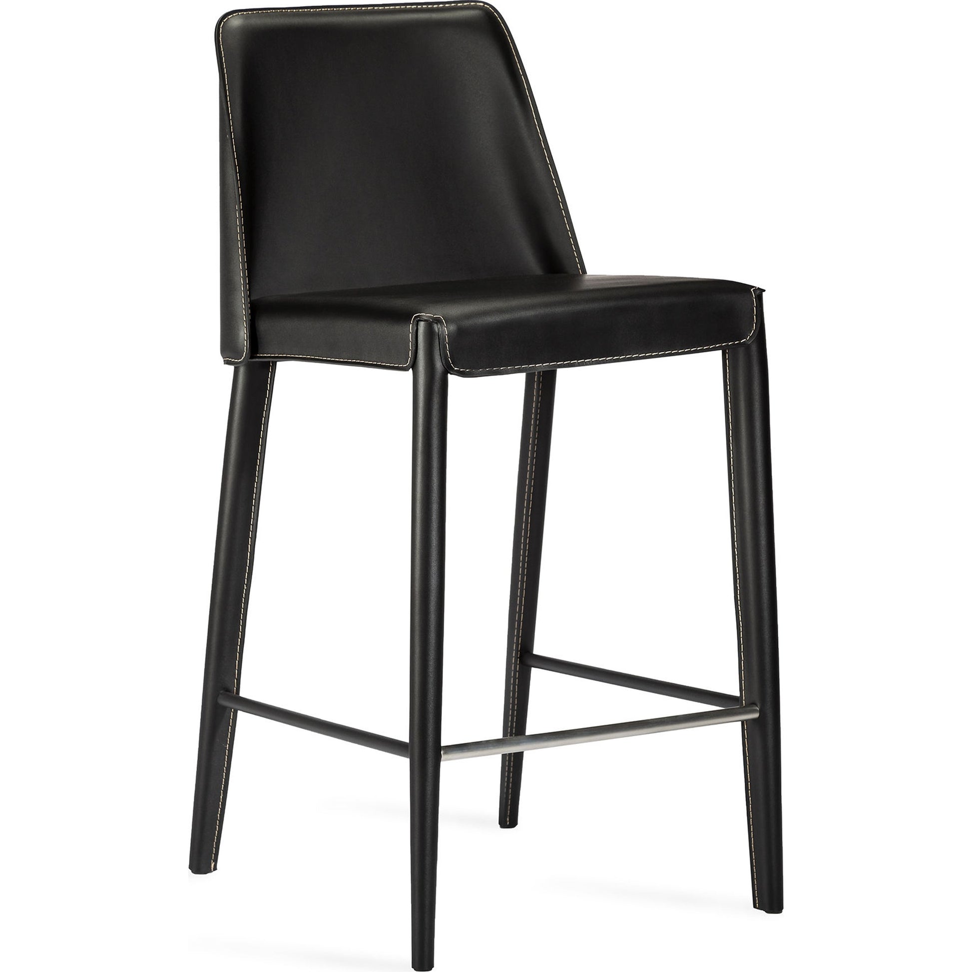 Malin Counter Stool by Interlude Home. Made from leather, stainless steel in a modern style.