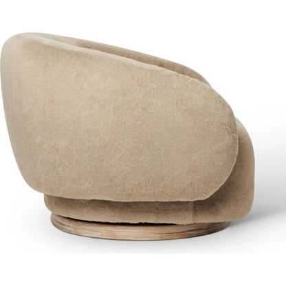 Willow Lounge Chair by Interlude Home in cream and autumn brown. Made from wood in a transitional style.