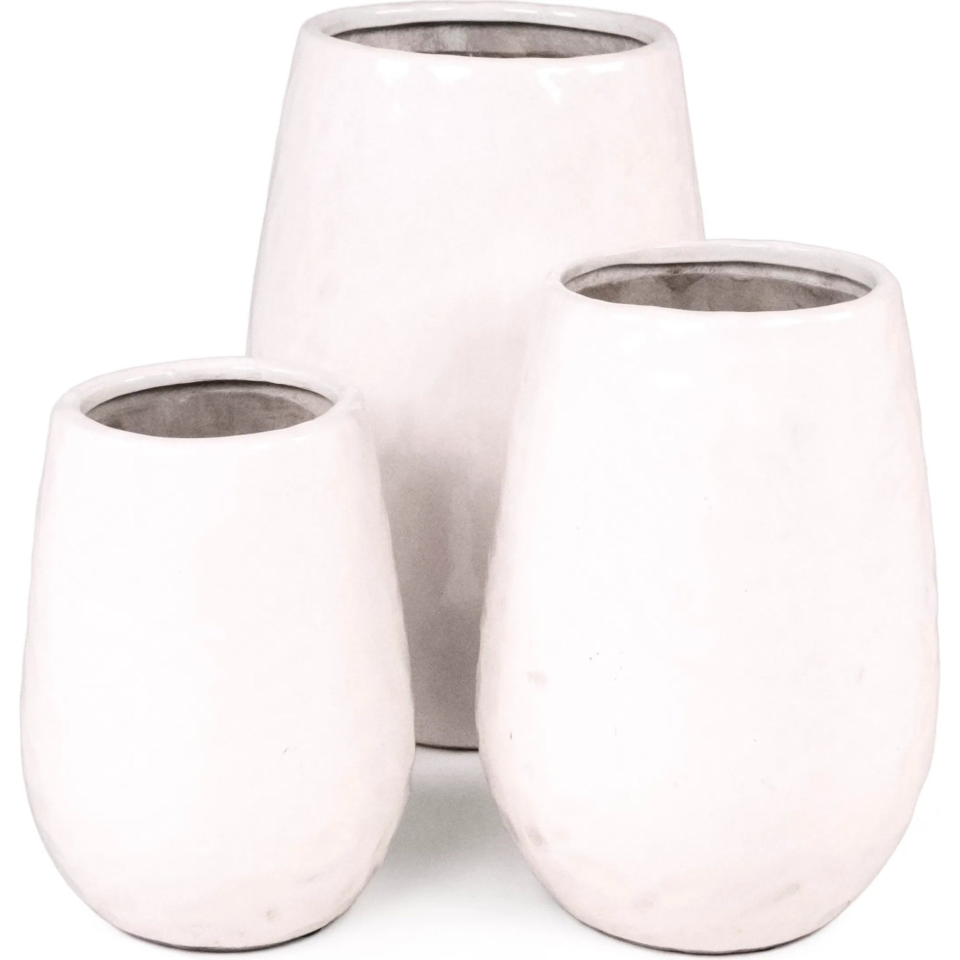 White Textured Vase by Zentique in partially glazed off-white. Made from ceramic in a transitional style.