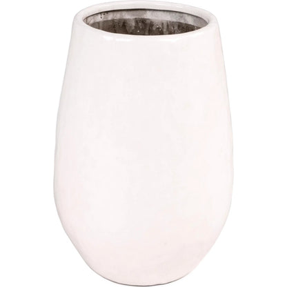 White Textured Vase by Zentique in partially glazed off-white. Made from ceramic in a transitional style.