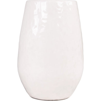 White Textured Vase by Zentique in partially glazed off-white. Made from ceramic in a transitional style.
