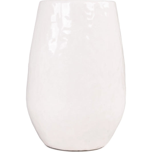 White Textured Vase by Zentique in partially glazed off-white. Made from ceramic in a transitional style.