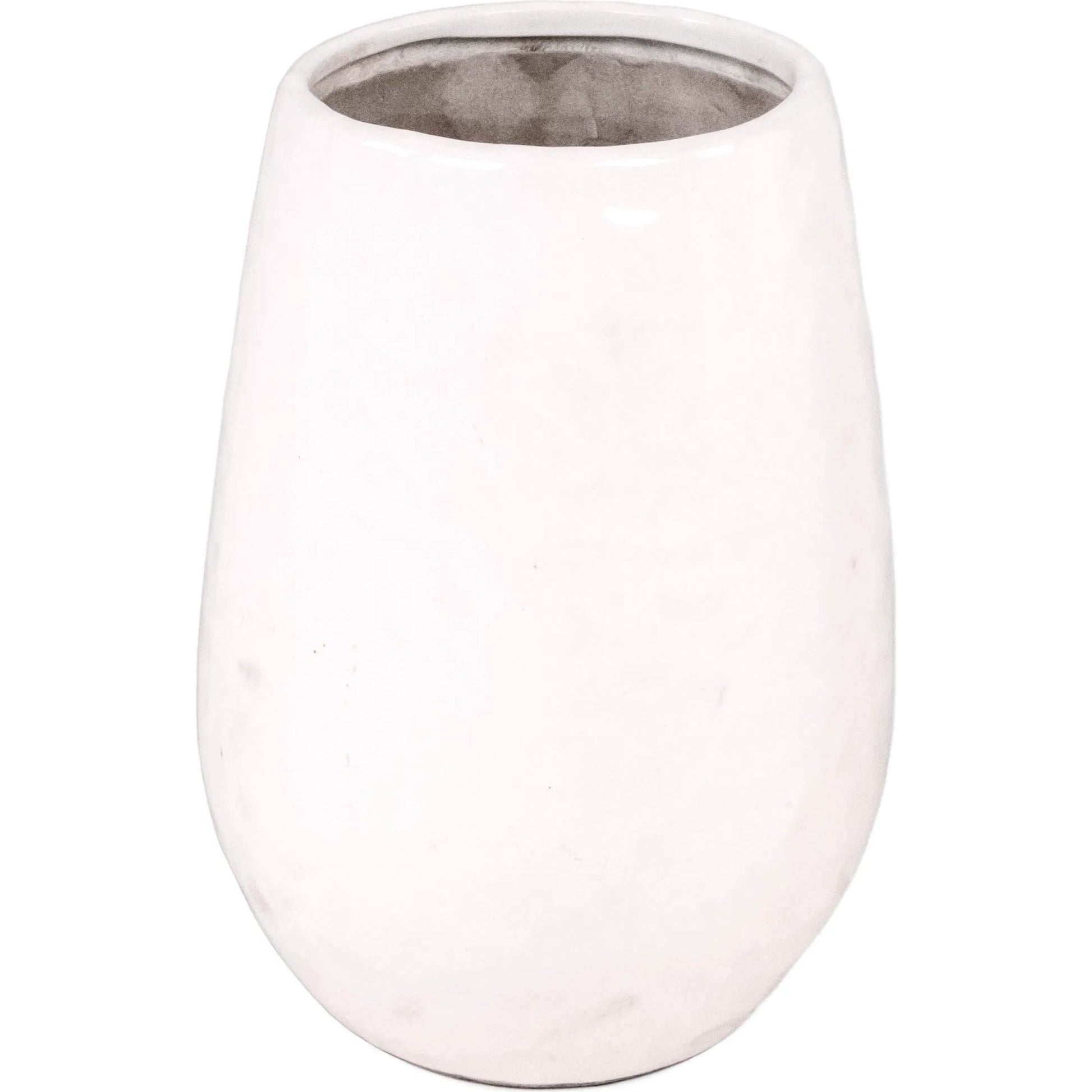 White Textured Vase by Zentique in partially glazed off-white. Made from ceramic in a transitional style.