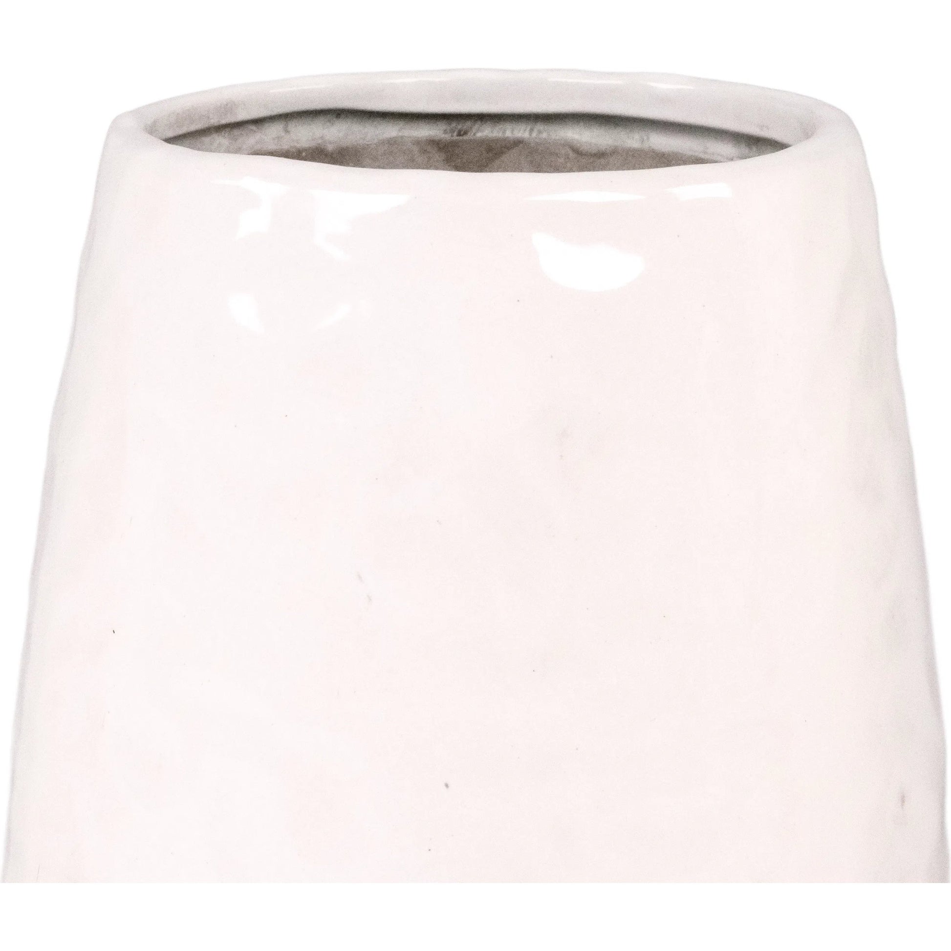 White Textured Vase by Zentique in partially glazed off-white. Made from ceramic in a transitional style.