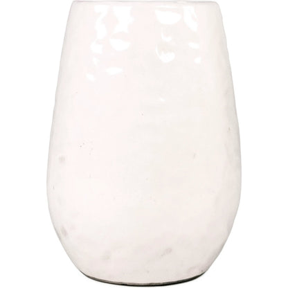 White Textured Vase by Zentique in partially glazed off-white. Made from ceramic in a transitional style.