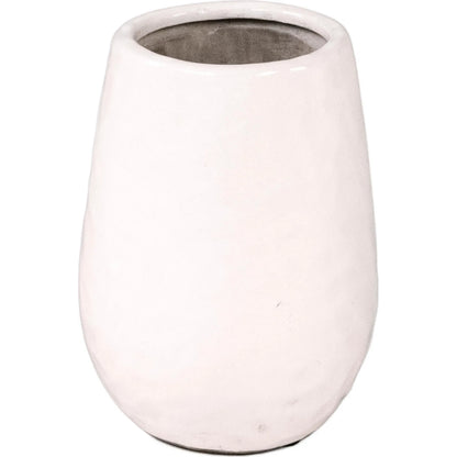 White Textured Vase by Zentique in partially glazed off-white. Made from ceramic in a transitional style.
