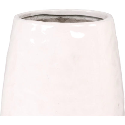 White Textured Vase by Zentique in partially glazed off-white. Made from ceramic in a transitional style.