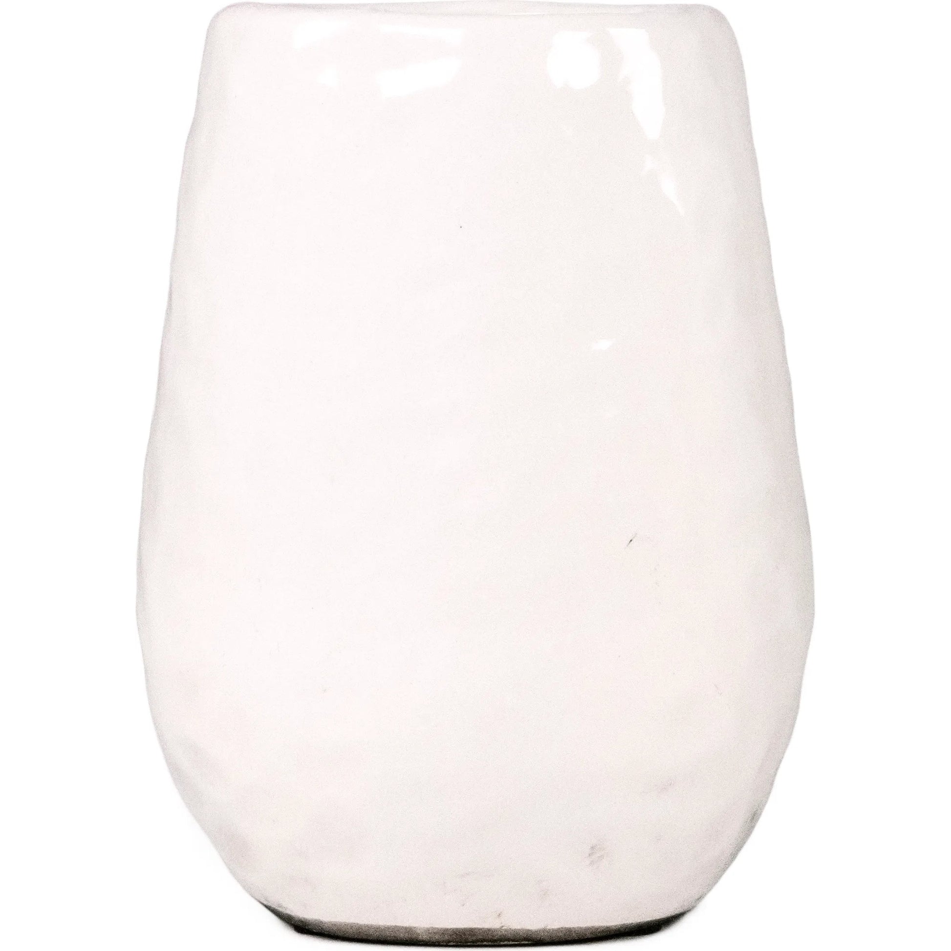 White Textured Vase by Zentique in partially glazed off-white. Made from ceramic in a transitional style.