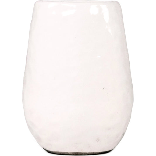 White Textured Vase by Zentique in partially glazed off-white. Made from ceramic in a transitional style.