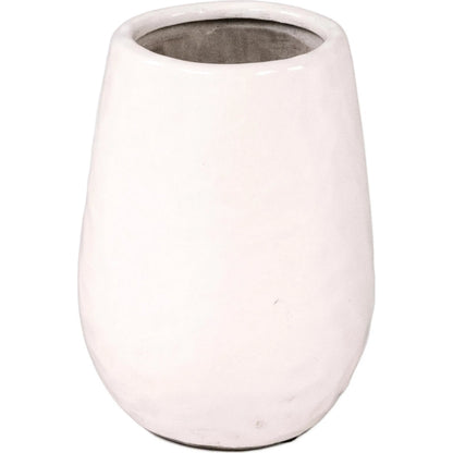 White Textured Vase by Zentique in partially glazed off-white. Made from ceramic in a transitional style.
