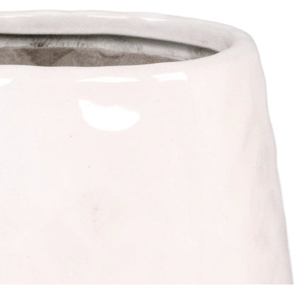 White Short Textured Vase by Zentique in partially glazed off-white. Made from ceramic in a unique style.