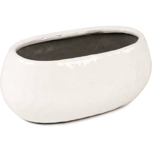 White Textured Bowl by Zentique in partially glazed off-white. Made from ceramic in a transitional style.