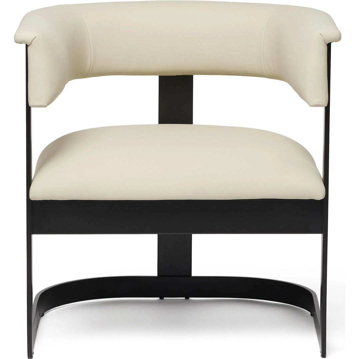 003 SI-2256478 | Additional Silo | Darcy II Lounge Chair by Interlude Home in cream and matte black. Made from stainless steel, leather in a modern style.