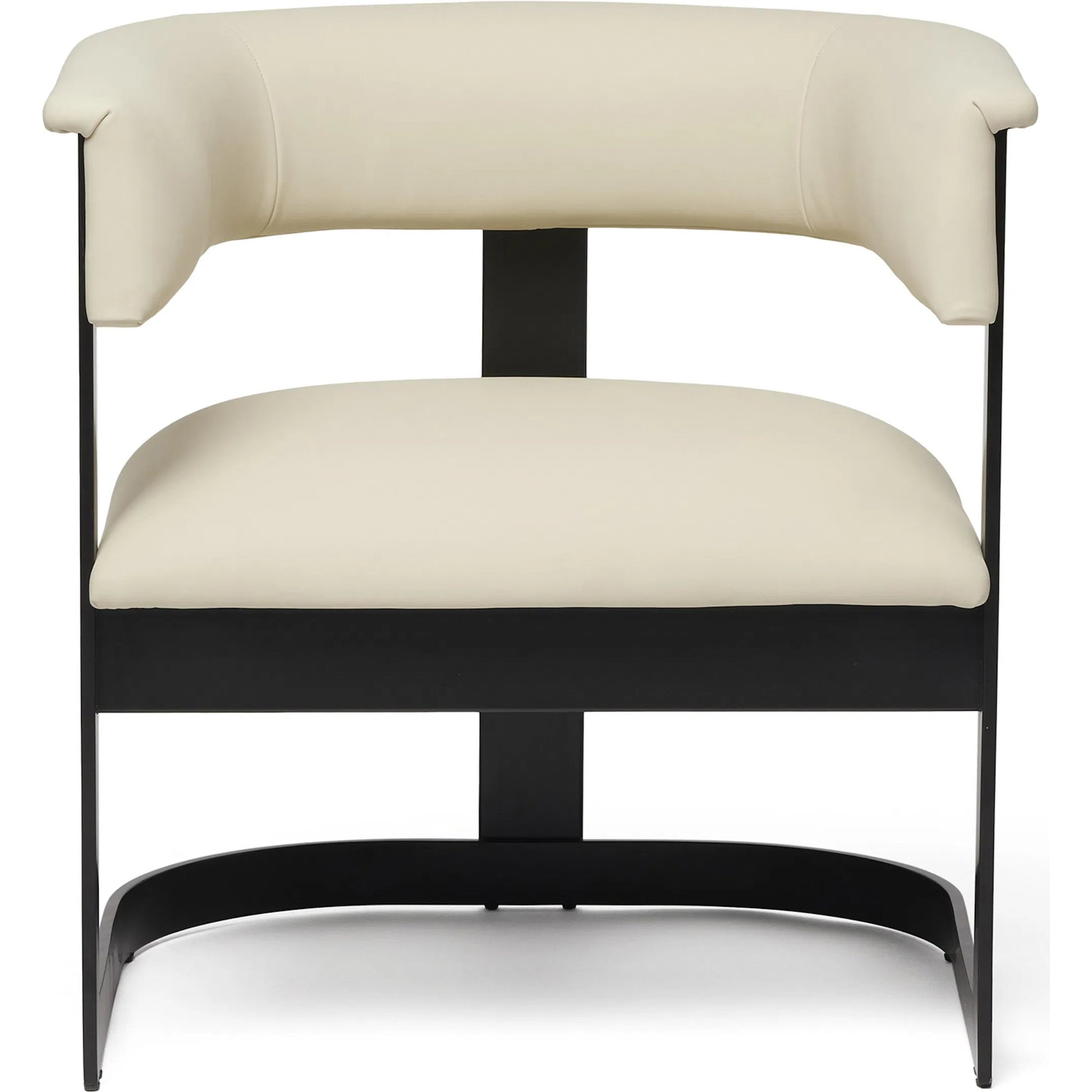 Darcy II Lounge Chair by Interlude Home in cream and matte black. Made from stainless steel, leather in a modern style.