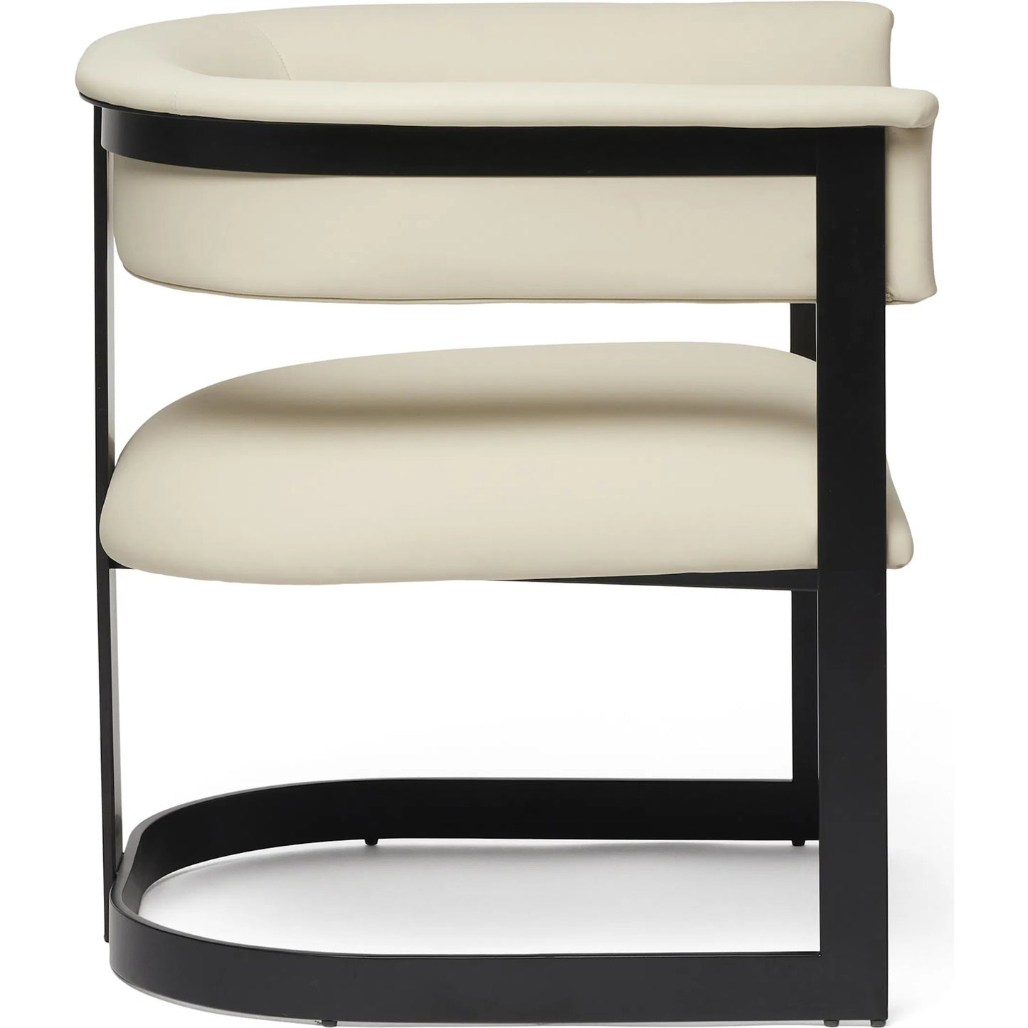 004 SI-2256478 | Additional Silo | Darcy II Lounge Chair by Interlude Home in cream and matte black. Made from stainless steel, leather in a modern style.